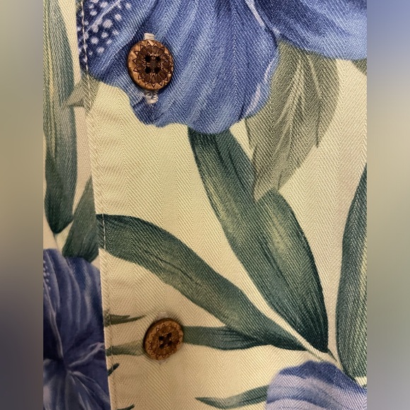 Caribbean Joe Hawaiian Shirt Aloha Tropical Floral Hibiscus Luau Blue Green XL - Picture 4 of 4